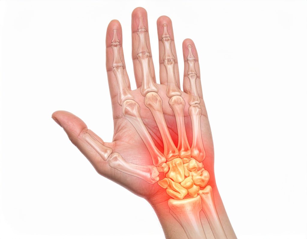 Carpal tunnel syndrome occurs when the median nerve is compressed inside the wrist.